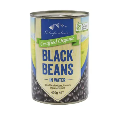 Certified Organic Black Beans in Water