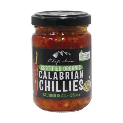 Certified Organic Calabrian Crushed Chillies – In Olive Oil – Extra Hot