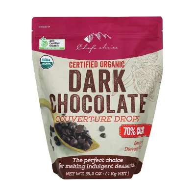 Certified Organic Dark Chocolate Couverture Drops 70% Cacao