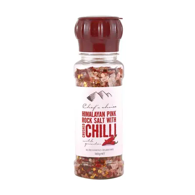Himalayan Pink Rock Salt with Crushed Chilli – Grinder