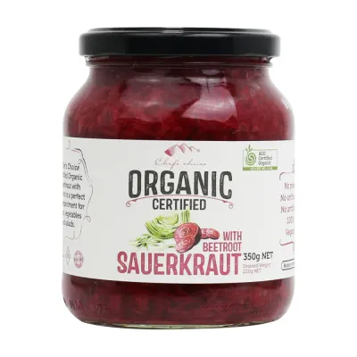 Certified Organic Sauerkraut with Beetroot