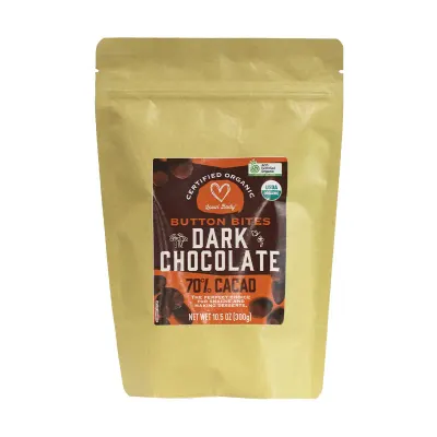 Certified Organic Button Bites Dark Chocolate 70% Cacao