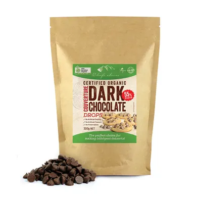 Certified Organic Dark Chocolate Couverture Drops 55% Cacao