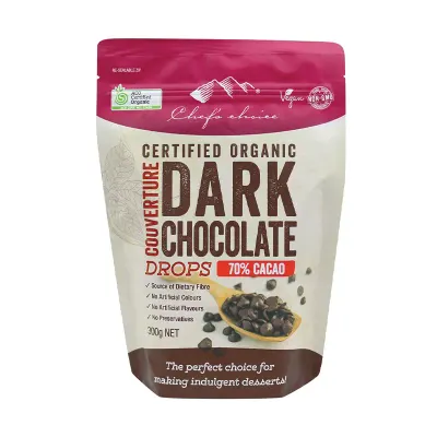 Certified Organic Dark Chocolate Couverture Drops 70% Cacao